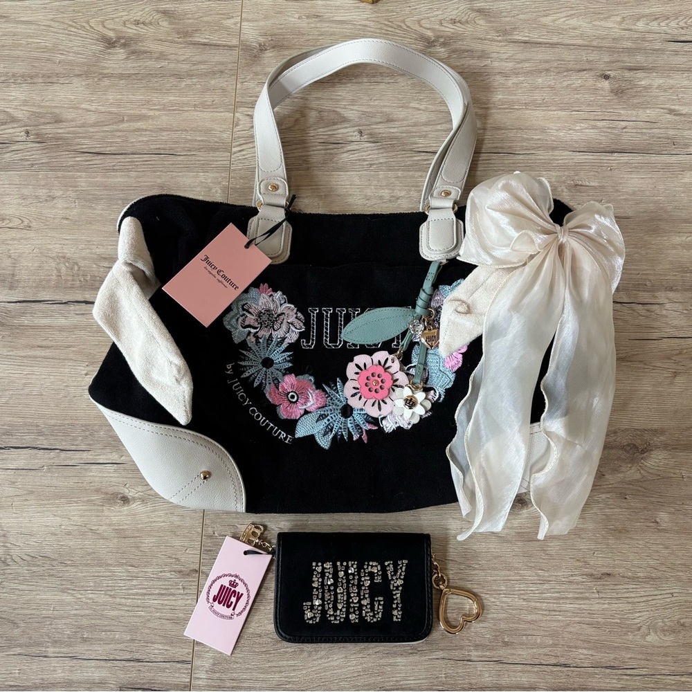 NWT🌸Juicy Couture Retro Bloom Tote Bag and Wallet